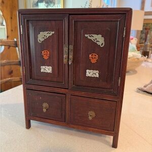 19th century Antique Rosewood Jewelry Armoire Cabinet